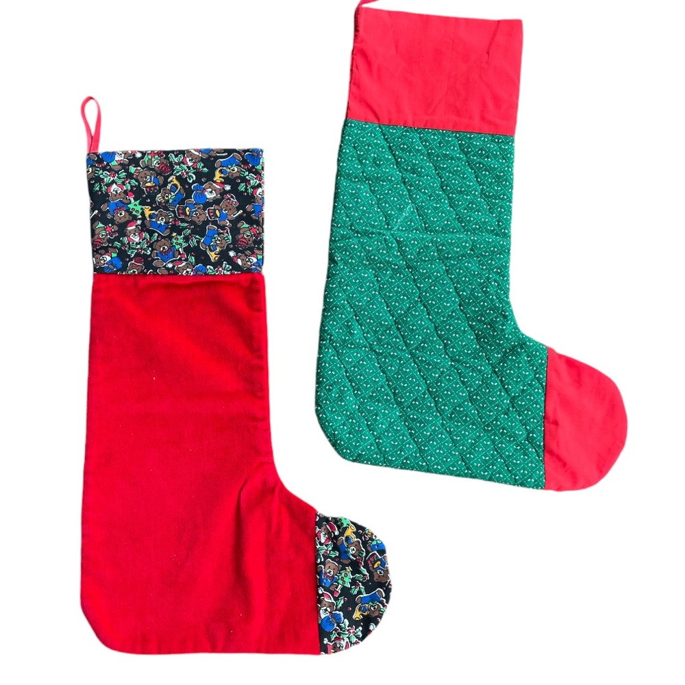 Handmade large Christmas stockings vintage charm